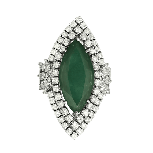 56 Bague en Or blanc 18k Emeraude 58 Facettes DV31314-2