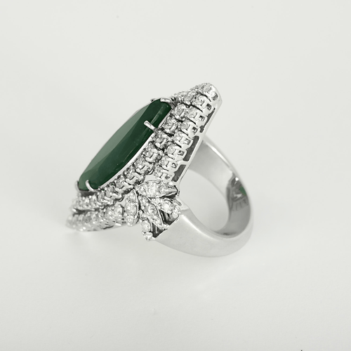 56 Bague en Or blanc 18k Emeraude 58 Facettes DV31314-2