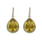 Pair of earrings in white gold, lemon quartz and diamonds