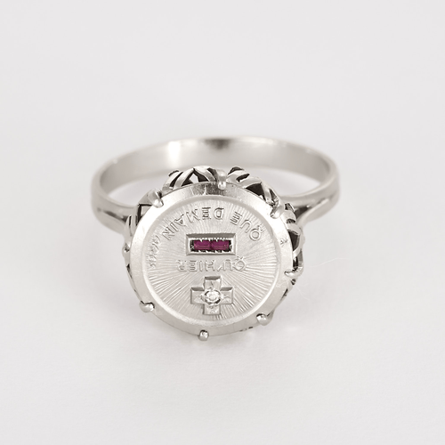 Augis Ring i 18k hvitt gull med rubin og diamant