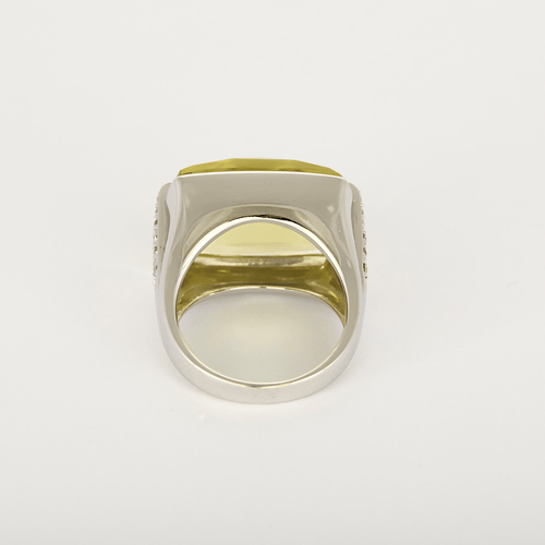 Cocktailring van 14K citroenkwarts en diamanten