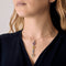 Collar de oro gris y colgante de 14K con diamantes, amatista, cuarzo y topacio azul