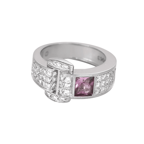 PIAGET - Miss Protocole - Inel din aur gri, safir roz și diamante