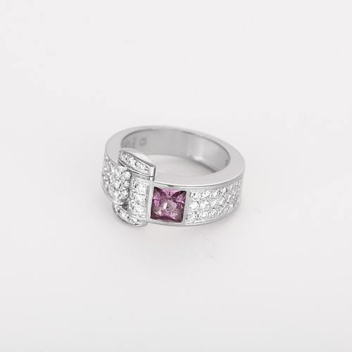 PIAGET - Miss Protocole - Inel din aur gri, safir roz și diamante