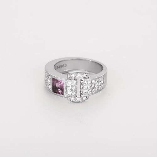 PIAGET - Miss Protocole - Inel din aur gri, safir roz și diamante