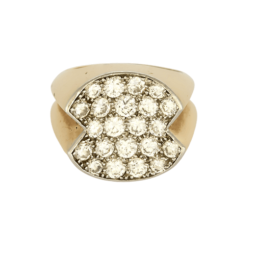Bague 50 Bague type chevalière en platine, or jaune et diamants 58 Facettes DV4486-22