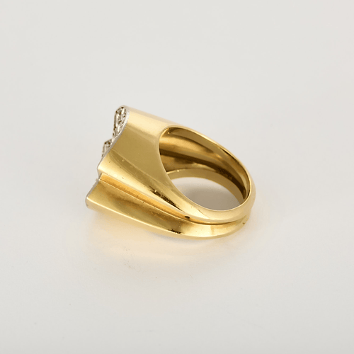 Bague 50 Bague type chevalière en platine, or jaune et diamants 58 Facettes DV4486-22