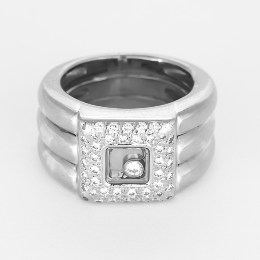 CHOPARD - Happy diamond - Fluted white gold ring and diamonds