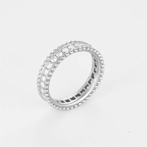 Van Cleef & Arpels - Perlée Diamantes - Elegante anillo de oro blanco y diamantes