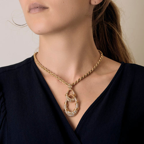 18k yellow gold and diamond necklace.