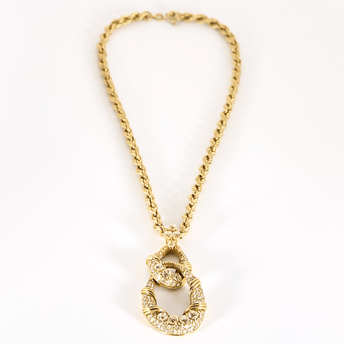 18k yellow gold and diamond necklace.