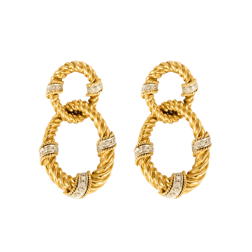 Boucles d'oreilles en Or jaune 18k Diamants 58 Facettes DV31430-2