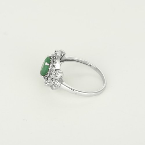 Pierścionek z żółtego złota 18k ze szmaragdem i diamentem