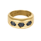Anel rígido em ouro amarelo, safiras e diamantes