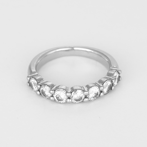 Elegant Half-Wedding band in platinum and diamonds: 0.70 carat total