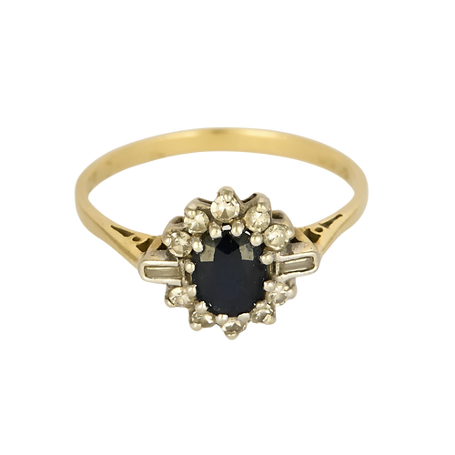 Ring Daisy in yellow gold, white gold, sapphire and diamonds