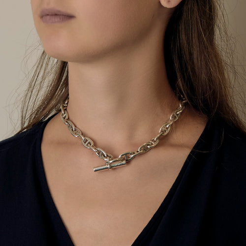 Hermes Collier Chaîne d'Ancre Argent
