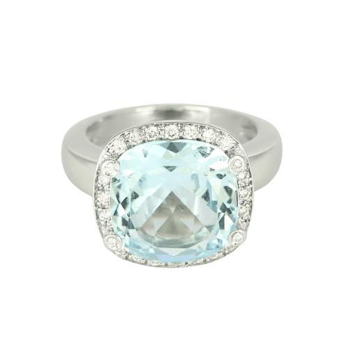 Poiray - Antik Girls - Elegant ring in white gold, 8-carat topaz and diamonds