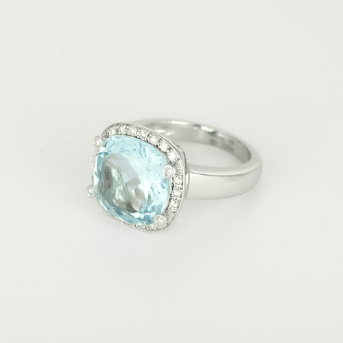Poiray - Antik Girls - Elegant ring in white gold, 8-carat topaz and diamonds