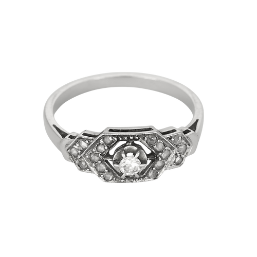Bague Or blanc 18k et Platine Diamants