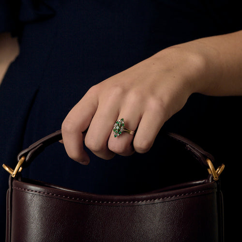 Bague en Or blanc 18k Diamant and Emeraude