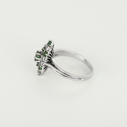 Bague en Or blanc 18k Diamant and Emeraude