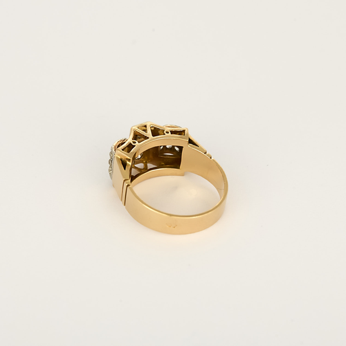 Bague Or jaune 18k et Platine Diamant