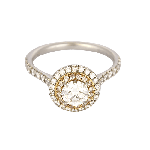 Bague 51 TIFFANY - SOLESTE - Bague Platine et Or blanc 18k Diamant 58 Facettes DV32035-1