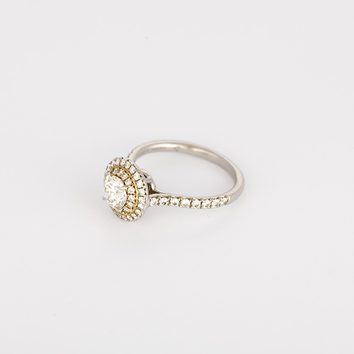 Bague 51 TIFFANY - SOLESTE - Bague Platine et Or blanc 18k Diamant 58 Facettes DV32035-1