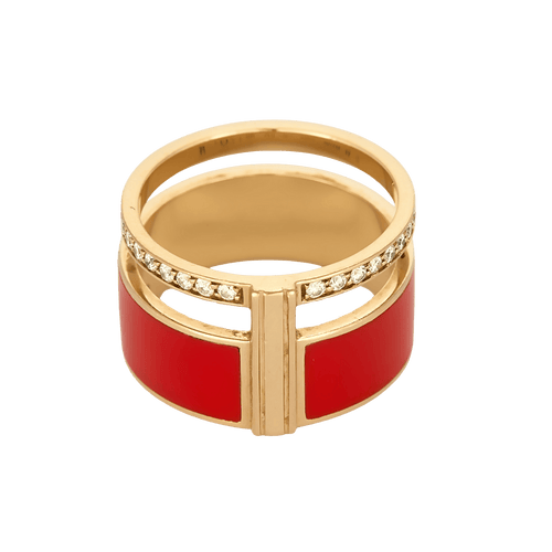 Repossi Bague Berbere Chromatic laque rouge, or rose 18k et diamants
