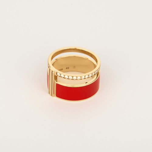 Repossi Bague Berbere Chromatic laque rouge, or rose 18k et diamants