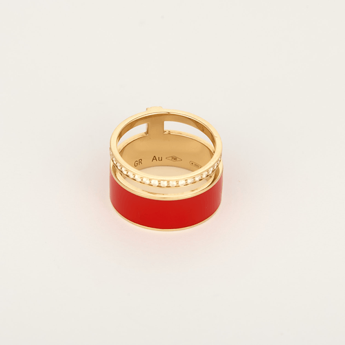 Repossi Bague Berbere Chromatic laque rouge, or rose 18k et diamants