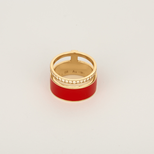 Repossi Bague Berbere Chromatic laque rouge, or rose 18k et diamants