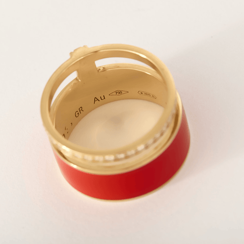 Repossi Bague Berbere Chromatic laque rouge, or rose 18k et diamants