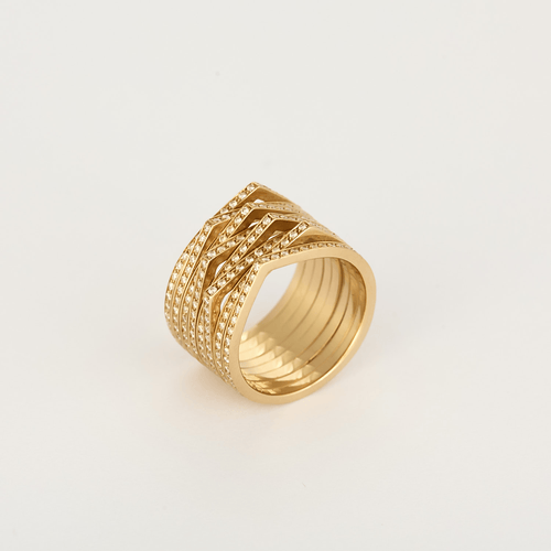 Repossi Bague Antifer Huit rangs en or rose 18k et diamants