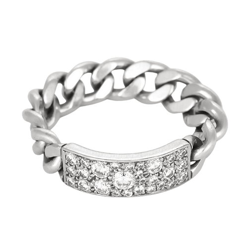 Dior - Mjuk gourmettelänk-ring i vitguld och diamanter