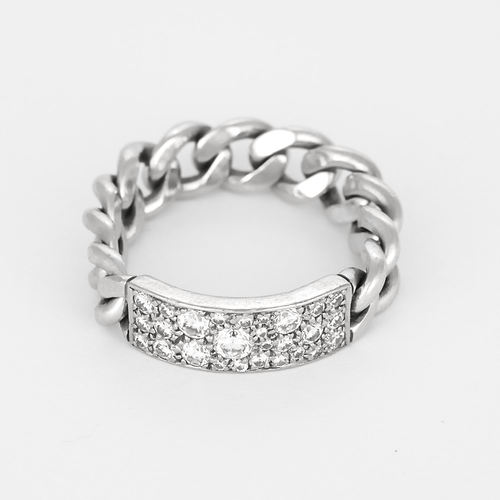 Dior - Mjuk gourmettelänk-ring i vitguld och diamanter