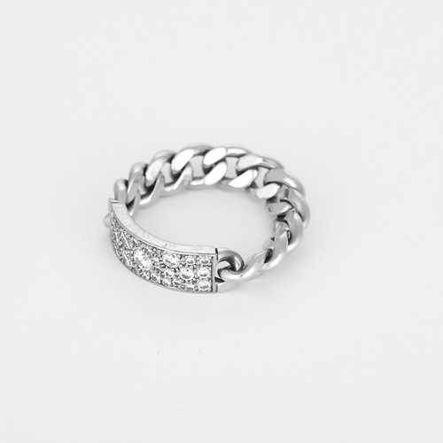 Dior - Mjuk gourmettelänk-ring i vitguld och diamanter