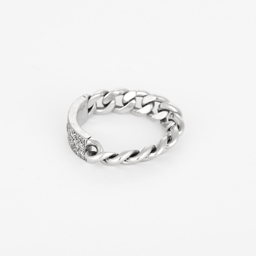 Dior - Mjuk gourmettelänk-ring i vitguld och diamanter