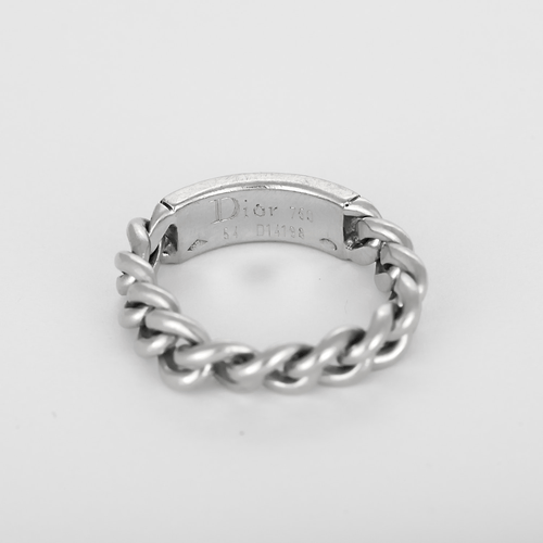 Dior - Mjuk gourmettelänk-ring i vitguld och diamanter
