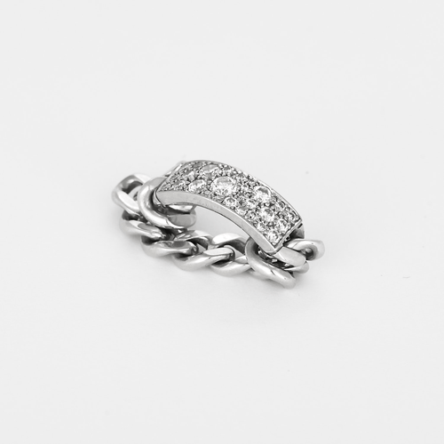 Dior - Mjuk gourmettelänk-ring i vitguld och diamanter