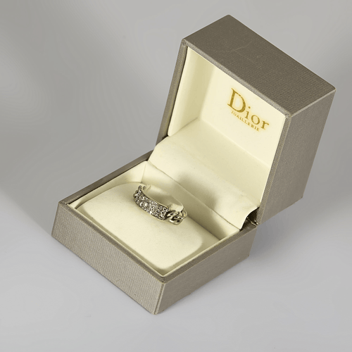 Dior - Mjuk gourmettelänk-ring i vitguld och diamanter