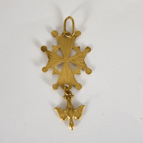 Huguenot Cross pendant in yellow gold