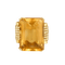 Elegantní koktejlový prsten ze žlutého zlata, citrín, diamanty