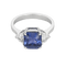 Elegant white gold ring, unheated Ceylon sapphire: 4.99 carats and diamonds: 0.20 carats