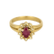 Ring Daisy in yellow gold, ruby: 0.50 carat and diamonds: 0.10 carat