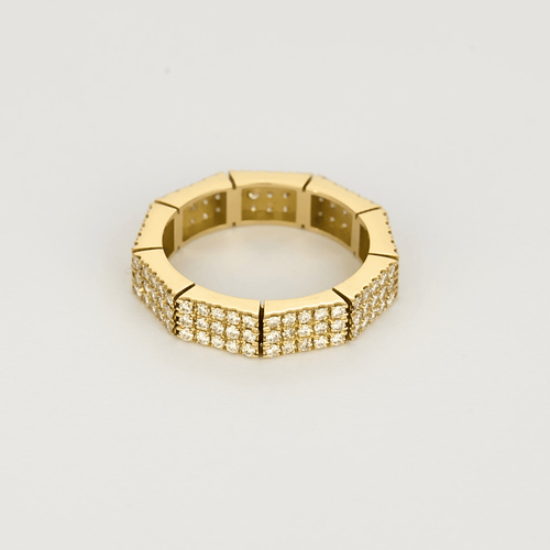 Mauboussin - Hagene i Honfleur - Elegant polygonal båndring i gult gull og diamanter