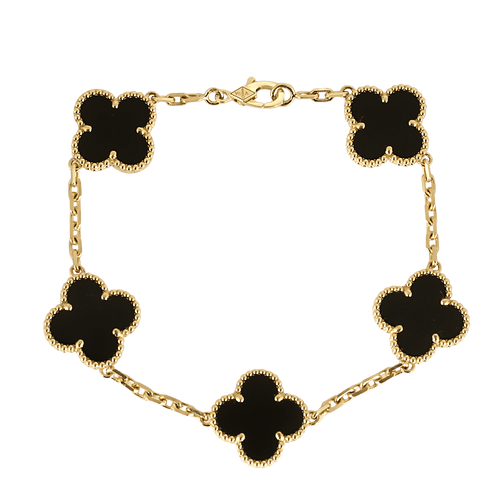 VAN CLEEF & ARPELS - Vintage Alhambra - Гривна от жълто злато и оникс