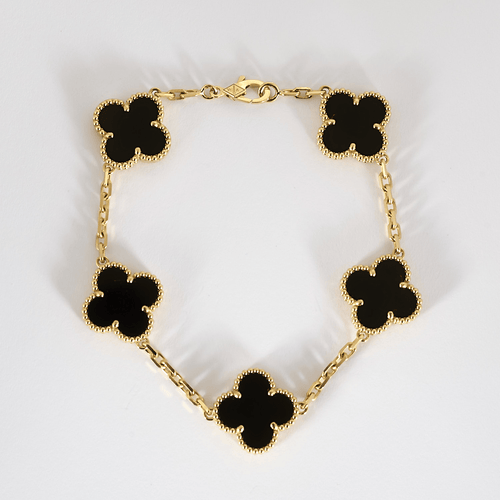 VAN CLEEF & ARPELS - Vintage Alhambra - Гривна от жълто злато и оникс