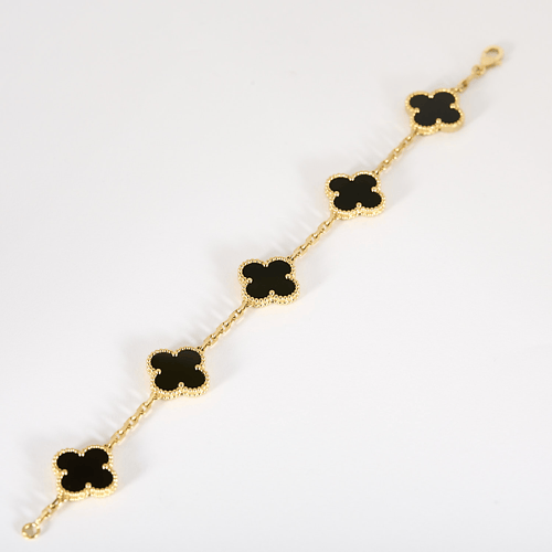 VAN CLEEF & ARPELS - Vintage Alhambra - Гривна от жълто злато и оникс